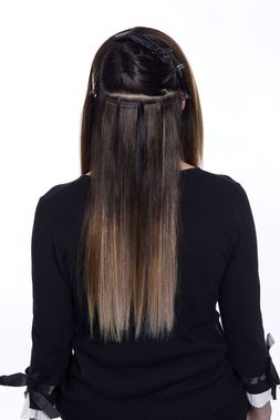 Lisa GL Tapes10: Reihe fertig applizierter GL Tapes. (&copy; &copy; Great Lengths)