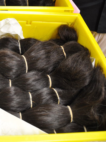 Indisches Tempelhaar, chemisch unbehandelt vor der Verarbeitung (&copy; Great Lengths)